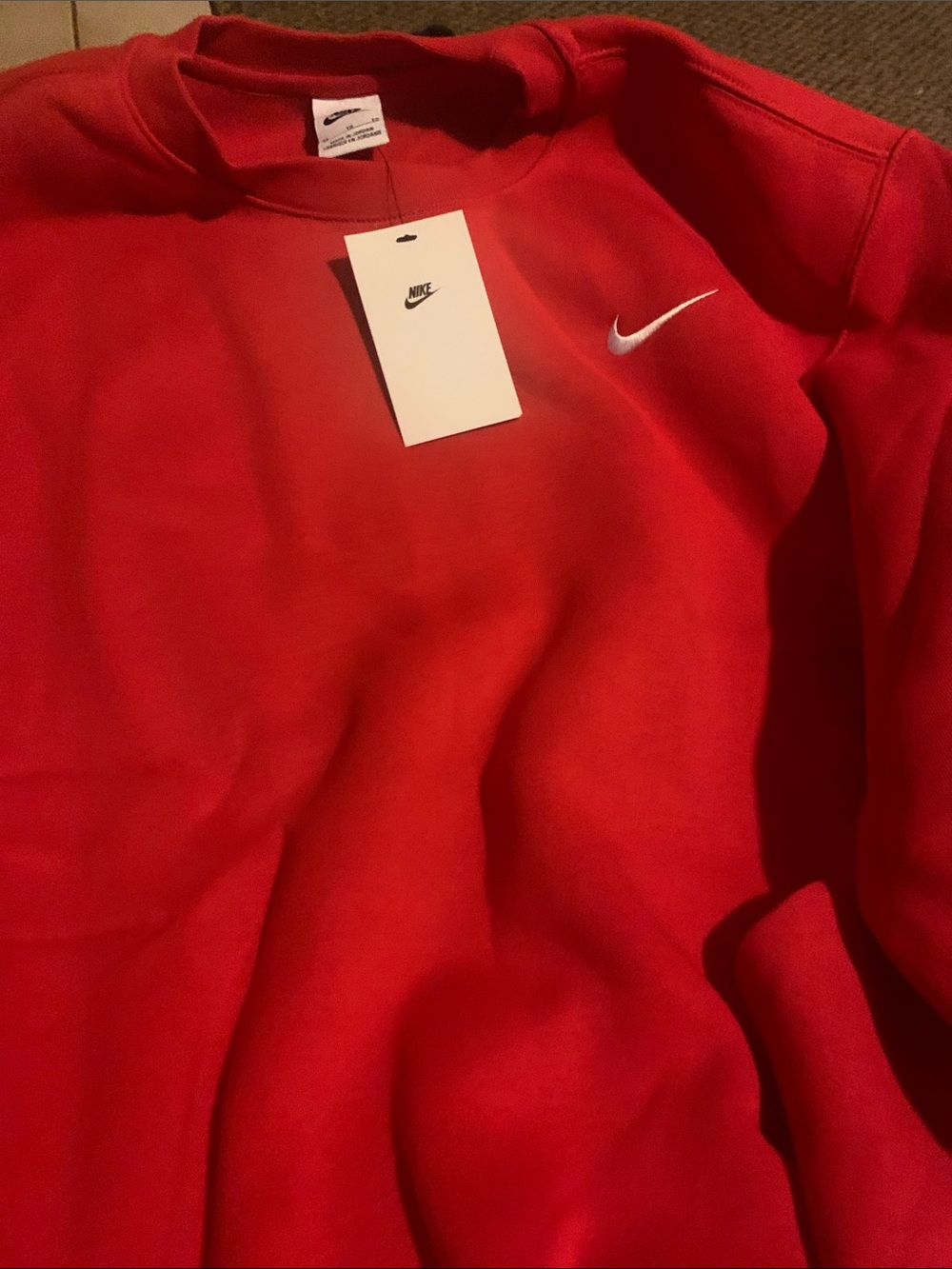 Nike Red Crewneck Sweatshirt with White Swoosh